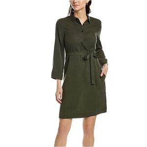 Go SILK Green Silk Shirtdress